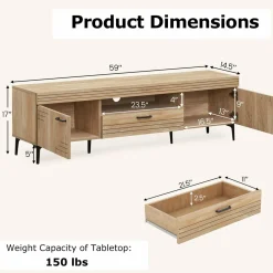 Tangkula Mid Century Modern TV Stand for 65 Inch TVs, Media Entertainment Center with Drawer