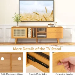 Tangkula Mid Century Modern TV Stand for TVs up to 65
