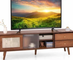 Tangkula Mid Century Modern TV Stand for TVs up to 65