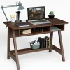Tangkula Mid Century Writing Desk with Storage Cubes & Hidden Compartment