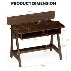 Tangkula Mid Century Writing Desk with Storage Cubes & Hidden Compartment