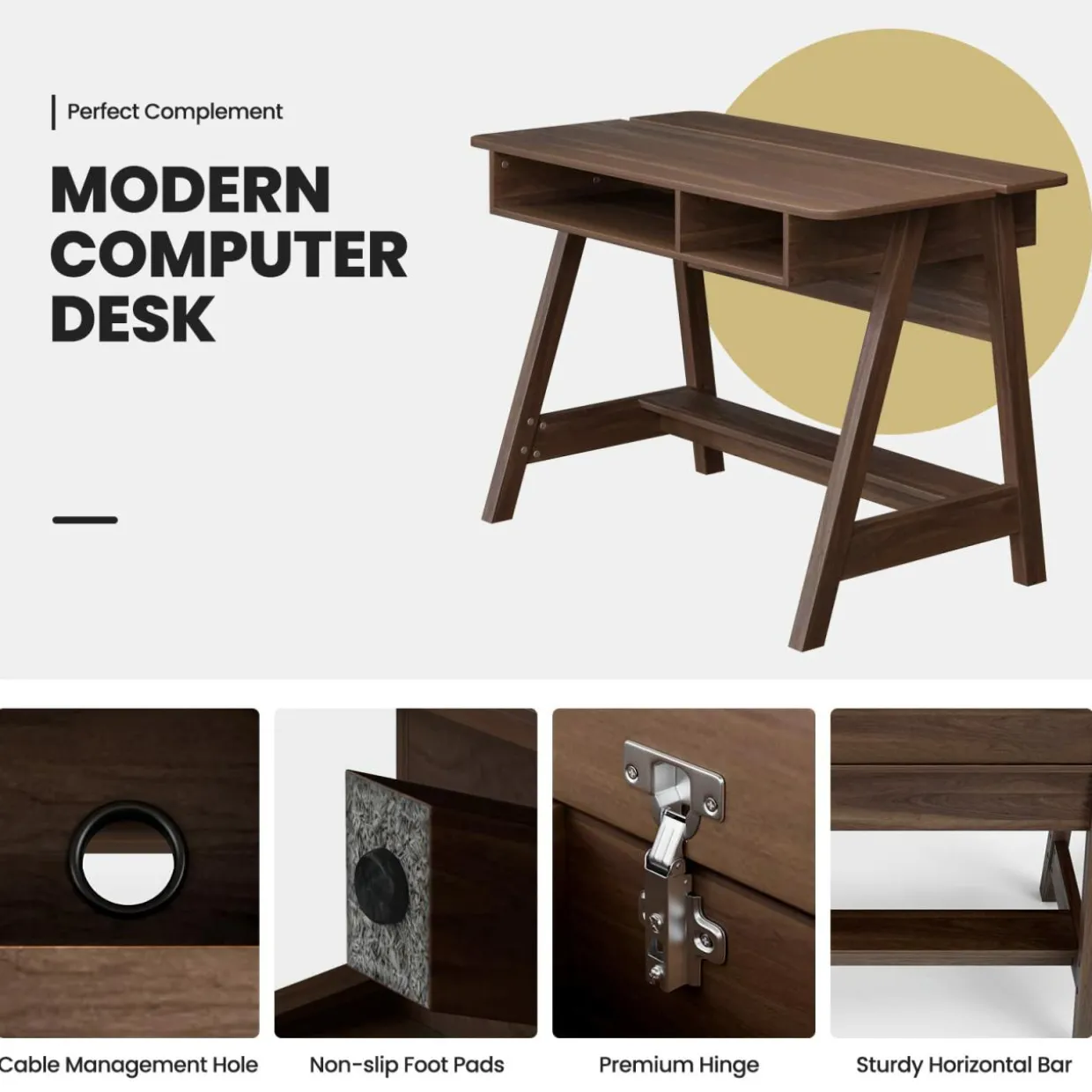 Tangkula Mid Century Writing Desk with Storage Cubes & Hidden Compartment