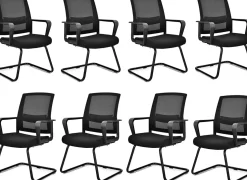 Tangkula Mid Mesh Back Office Guest Chair Chair W/Adjustable Lumbar Support & Sled Base
