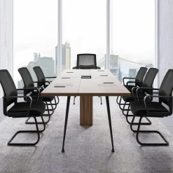 Tangkula Mid Mesh Back Office Guest Chair Chair W/Adjustable Lumbar Support & Sled Base