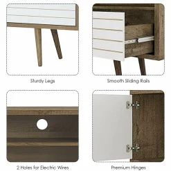 Tangkula Mid-Century Modern TV Stand for TVs up to 65 Inch, Wooden TV Console Table with Storage Shelves