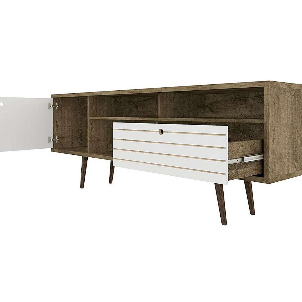 Tangkula Mid-Century Modern TV Stand for TVs up to 65 Inch, Wooden TV Console Table with Storage Shelves