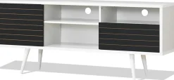 Tangkula Mid-Century Modern TV Stand for TVs up to 65 Inch, Wooden TV Console Table with Storage Shelves