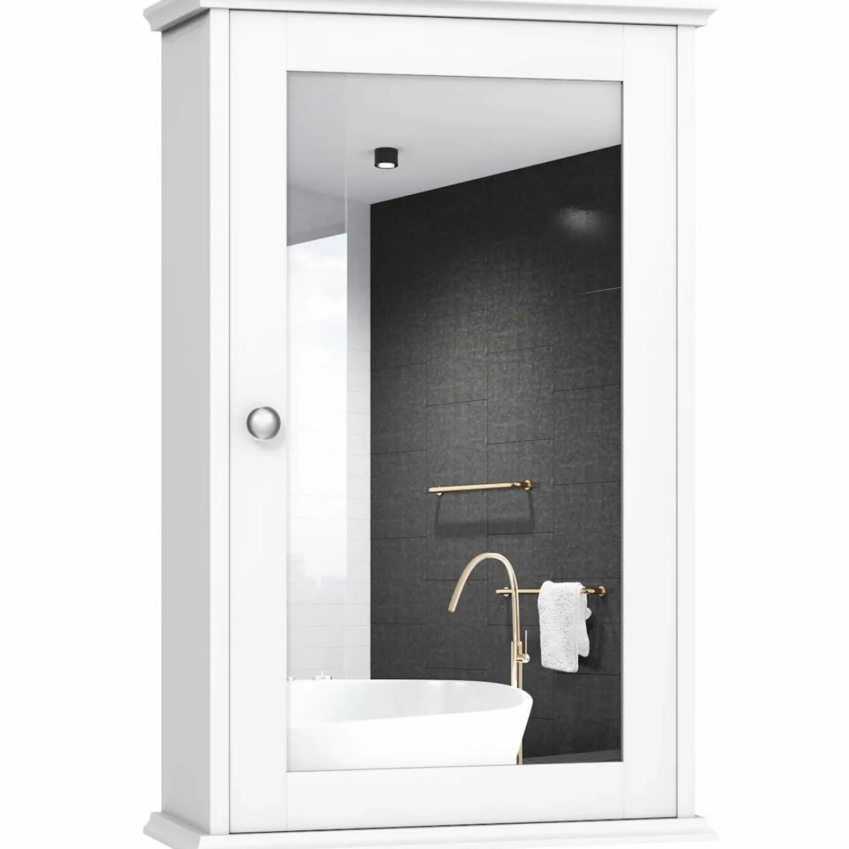 Tangkula Mirrored Bathroom Cabinet, Wall Mount Storage Cabinet with Single Door