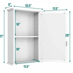 Tangkula Mirrored Bathroom Cabinet, Wall Mount Storage Cabinet with Single Door