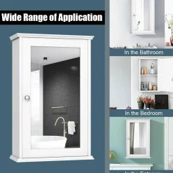 Tangkula Mirrored Bathroom Cabinet, Wall Mount Storage Cabinet with Single Door
