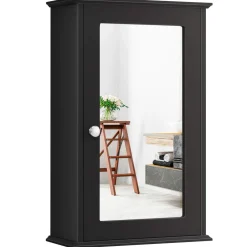 Tangkula Mirrored Bathroom Cabinet, Wall Mount Storage Cabinet with Single Door