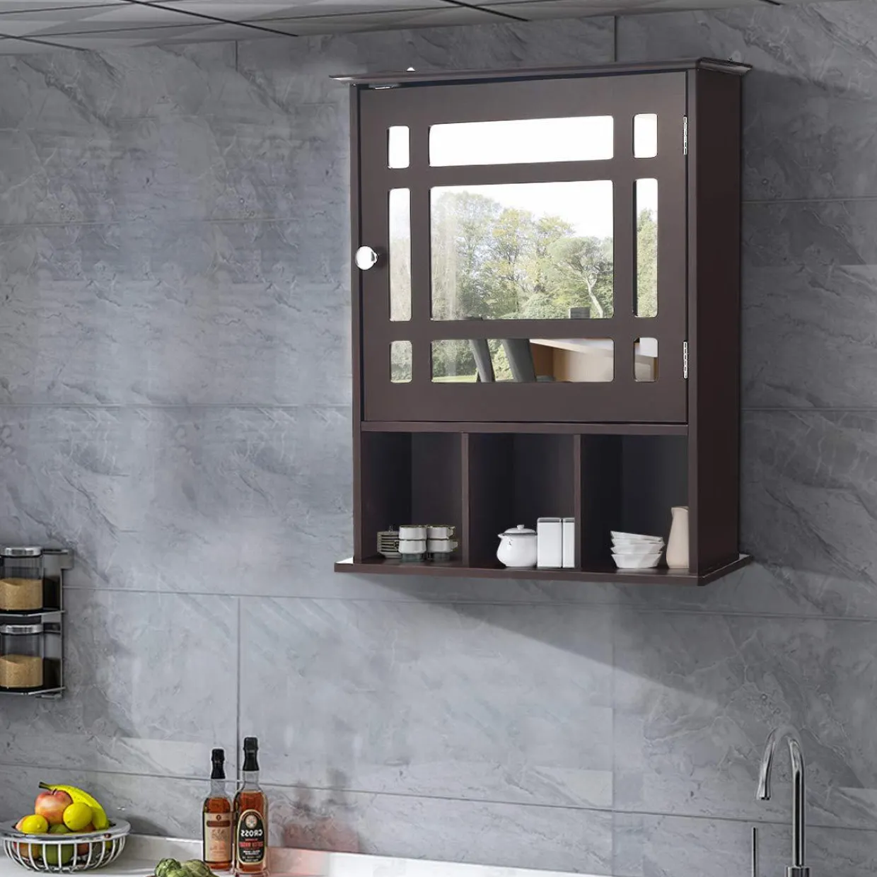 Tangkula Mirrored Medicine Cabinet