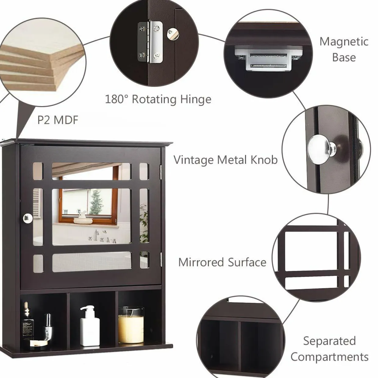 Tangkula Mirrored Medicine Cabinet