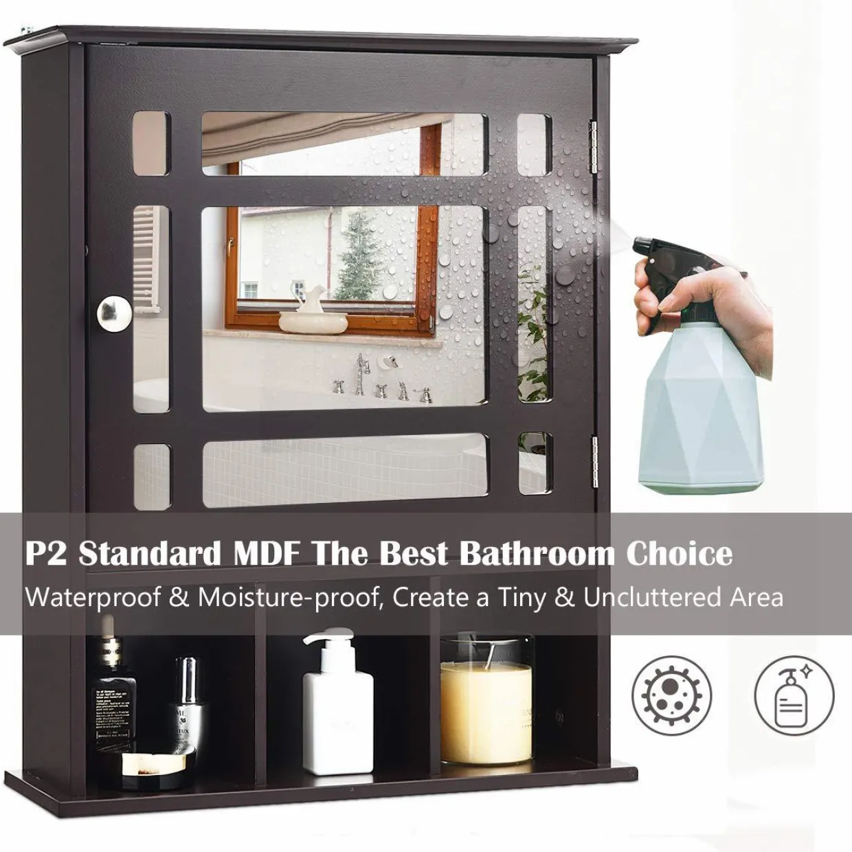 Tangkula Mirrored Medicine Cabinet