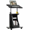 Tangkula Mobile Laptop Podium, Height Adjustable Podium Stand, Standing Desk Sit-to-Stand Desk
