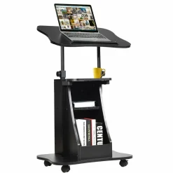 Tangkula Mobile Laptop Podium, Height Adjustable Podium Stand, Standing Desk Sit-to-Stand Desk