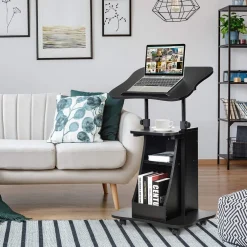 Tangkula Mobile Laptop Podium, Height Adjustable Podium Stand, Standing Desk Sit-to-Stand Desk