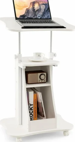 Tangkula Mobile Laptop Podium, Height Adjustable Podium Stand, Standing Desk Sit-to-Stand Desk