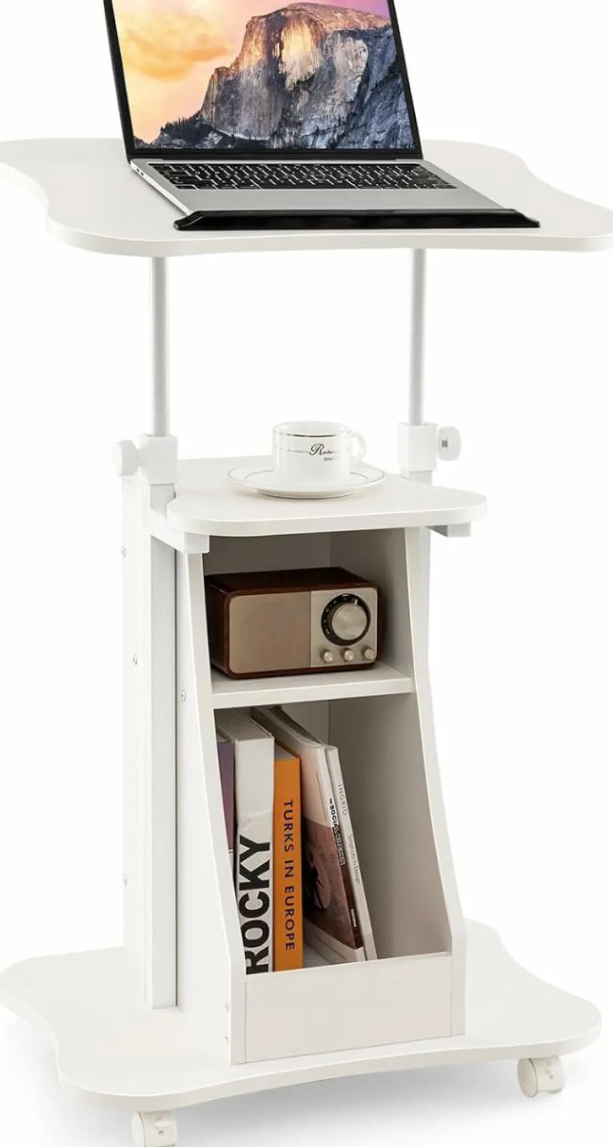 Tangkula Mobile Laptop Podium, Height Adjustable Podium Stand, Standing Desk Sit-to-Stand Desk