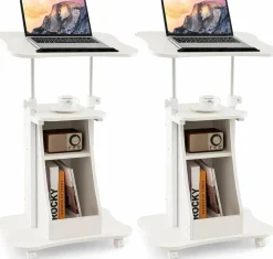Tangkula Mobile Laptop Podium, Height Adjustable Podium Stand, Standing Desk Sit-to-Stand Desk