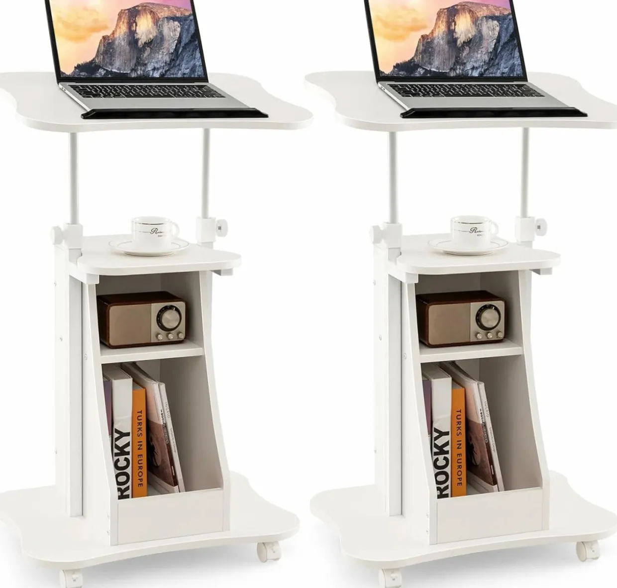Tangkula Mobile Laptop Podium, Height Adjustable Podium Stand, Standing Desk Sit-to-Stand Desk