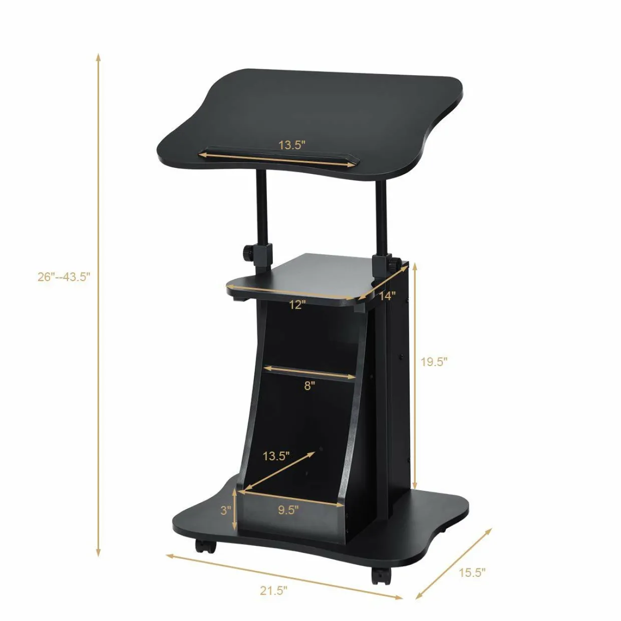 Tangkula Mobile Laptop Podium, Height Adjustable Podium Stand, Standing Desk Sit-to-Stand Desk