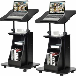 Tangkula Mobile Laptop Podium, Height Adjustable Podium Stand, Standing Desk Sit-to-Stand Desk