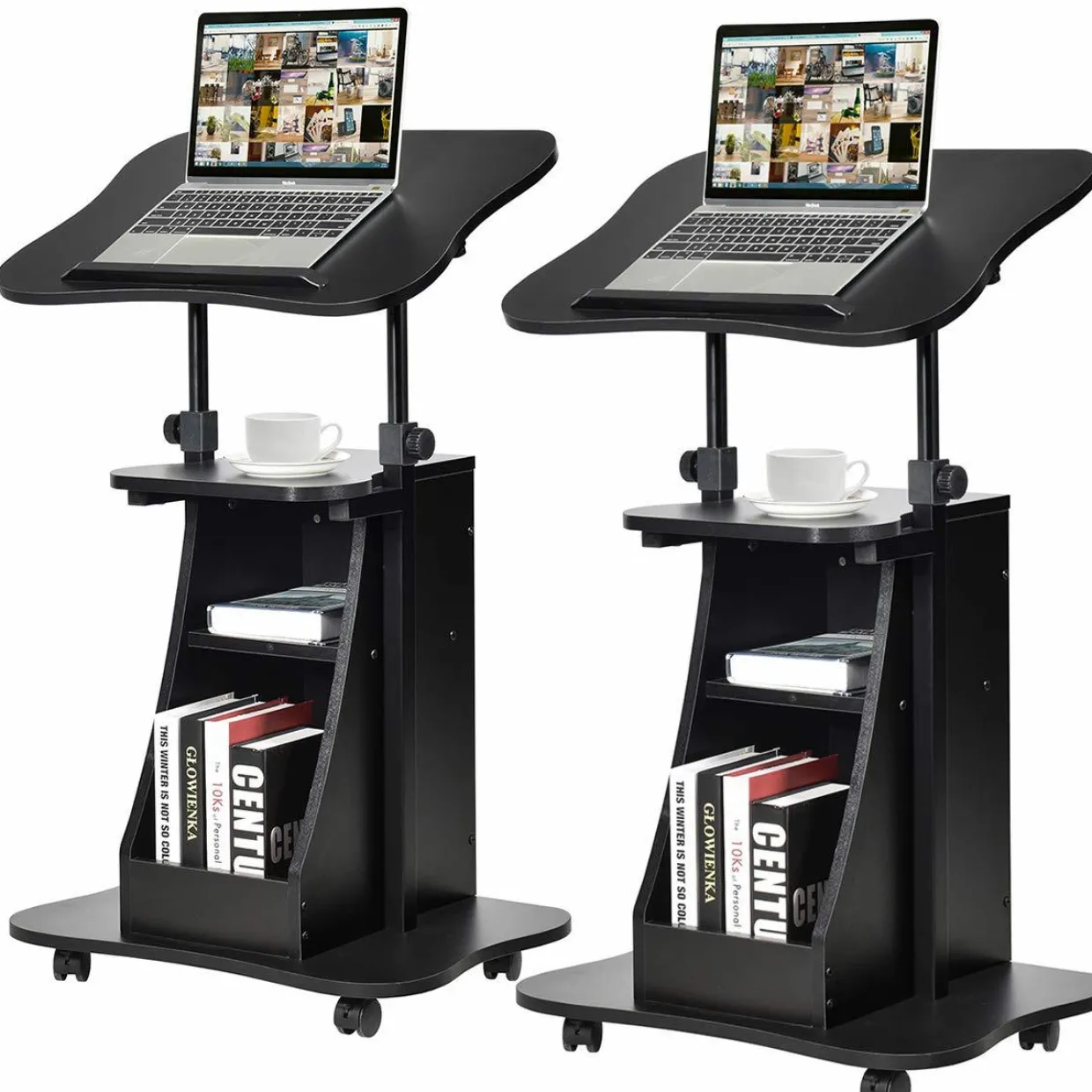 Tangkula Mobile Laptop Podium, Height Adjustable Podium Stand, Standing Desk Sit-to-Stand Desk