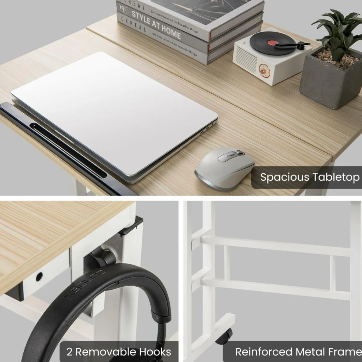 Tangkula Mobile Stand Up Desk, Adjustable Computer Desk, Height Adjustable and Special Tilting Surface Design