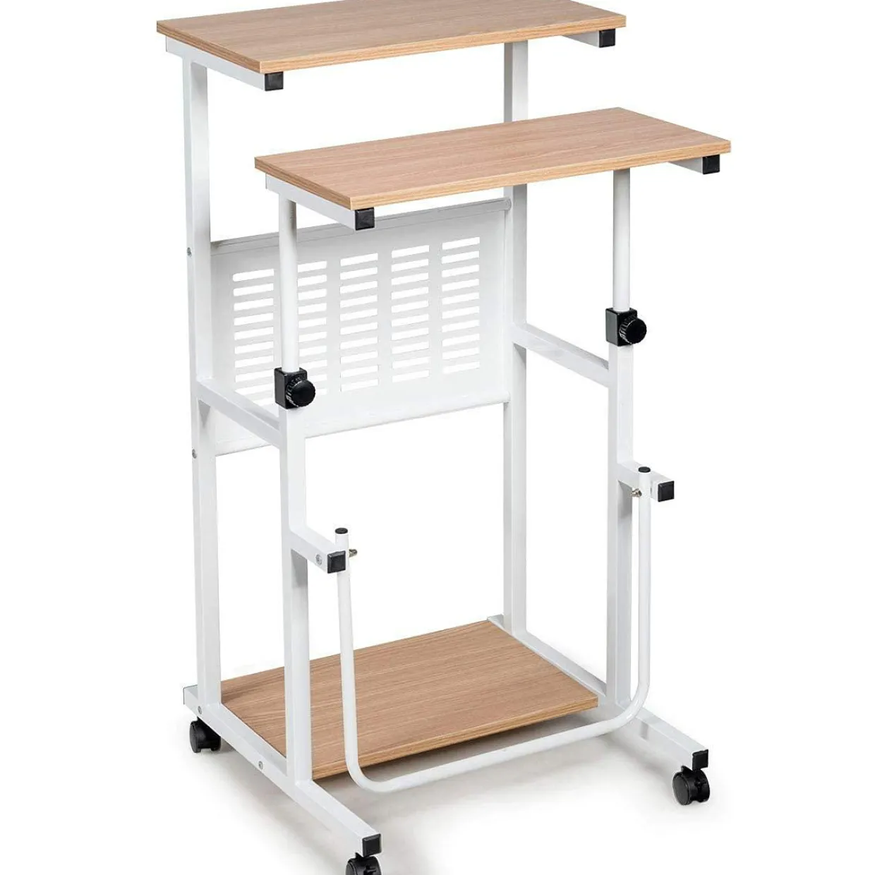 Tangkula Mobile Standing Desk, Height Adjustable Laptop Cart Computer Workstation