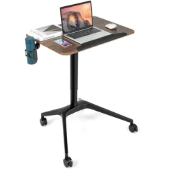 Tangkula Mobile Standing Desk, Height Adjustable Laptop Stand with Anti-Fall Baffle