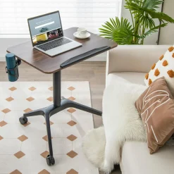 Tangkula Mobile Standing Desk, Height Adjustable Laptop Stand with Anti-Fall Baffle