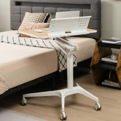Tangkula Mobile Standing Desk, Height Adjustable Sit to Stand Desk with Detachable Holder