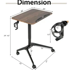 Tangkula Mobile Standing Desk, Height Adjustable Laptop Stand with Anti-Fall Baffle