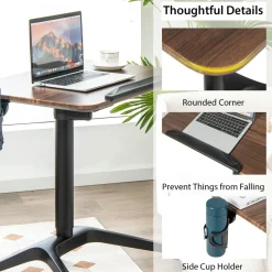 Tangkula Mobile Standing Desk, Height Adjustable Laptop Stand with Anti-Fall Baffle