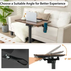Tangkula Mobile Standing Desk, Height Adjustable Laptop Stand with Anti-Fall Baffle