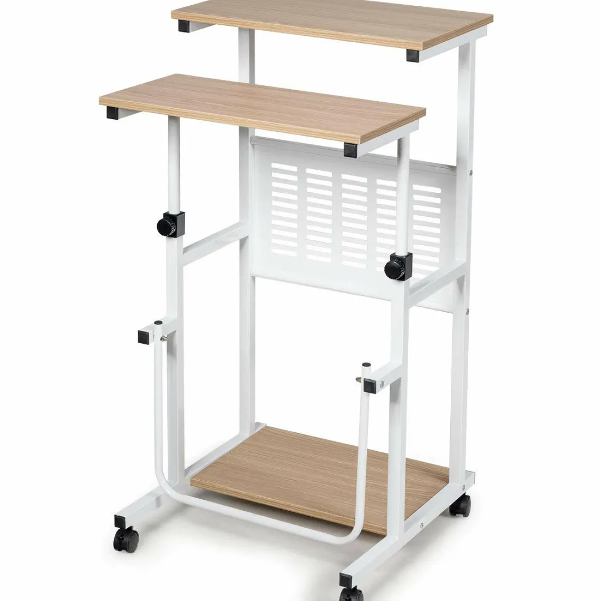Tangkula Mobile Standing Desk, Height Adjustable Laptop Cart Computer Workstation