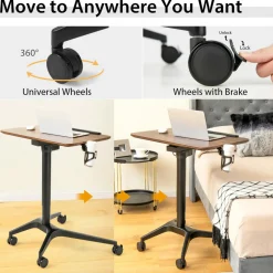 Tangkula Mobile Standing Desk, Height Adjustable Laptop Stand with Anti-Fall Baffle