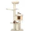 Tangkula Modern Cat Tree,  Multi-Level Large Cat Tower w/Cat Condo, Hammocks & Hanging Basket