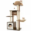 Tangkula Modern Cat Tree for Indoor Cats, 53 Inch Tall Cat Tree Tower with Hammock, Sisal Scratching Posts, Top Perch, Tunnel & Cat Condo