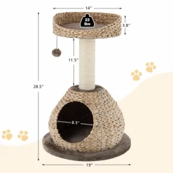 Tangkula Modern Cat Tree for Indoor Cats, Small/Tall Cat Tree with Natural Sisal Scratching Post