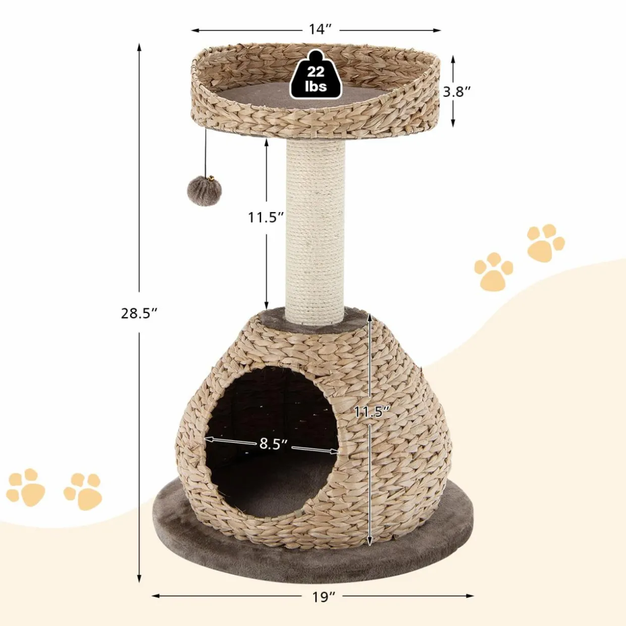 Tangkula Modern Cat Tree for Indoor Cats, Small/Tall Cat Tree with Natural Sisal Scratching Post