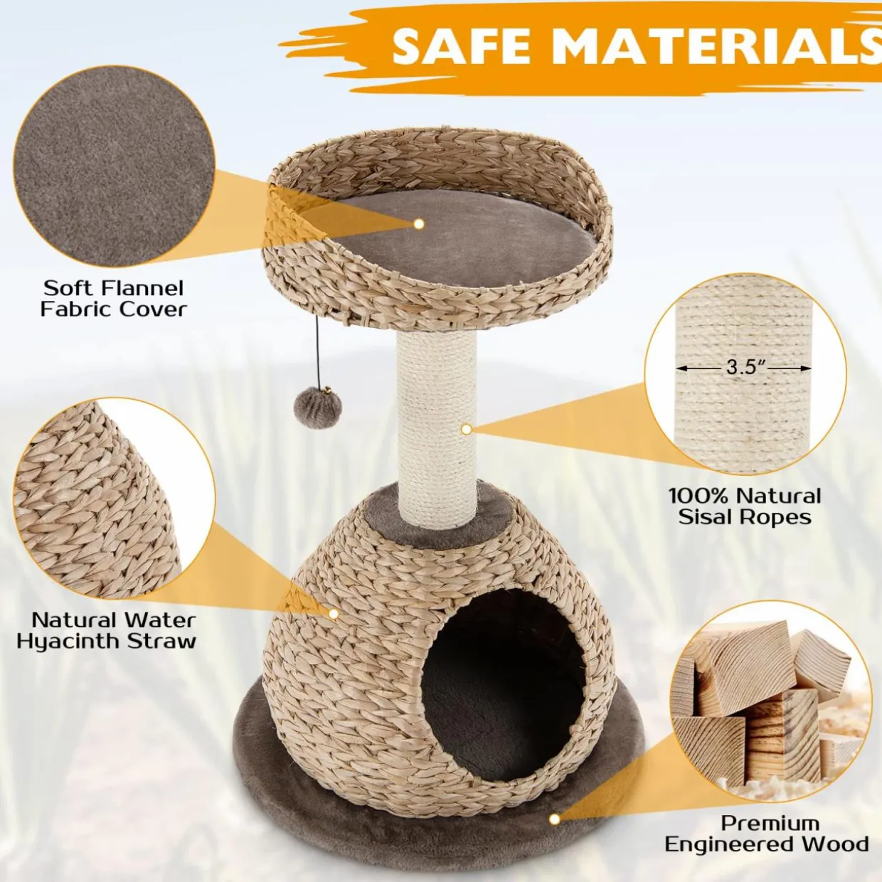 Tangkula Modern Cat Tree for Indoor Cats, Small/Tall Cat Tree with Natural Sisal Scratching Post