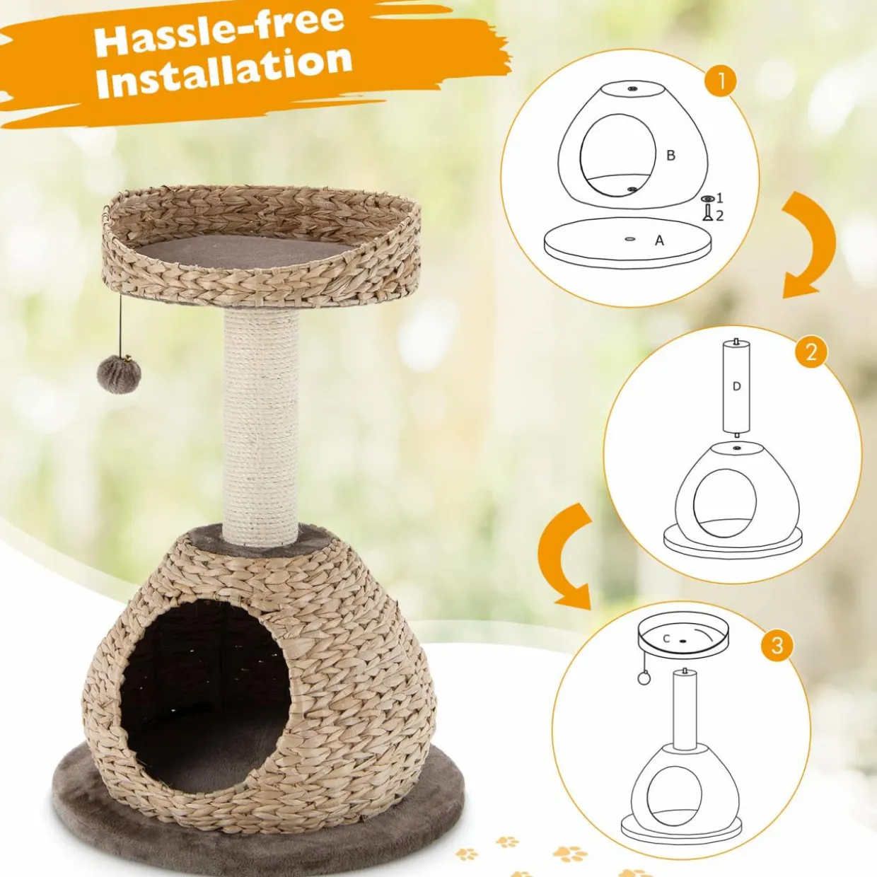 Tangkula Modern Cat Tree for Indoor Cats, Small/Tall Cat Tree with Natural Sisal Scratching Post