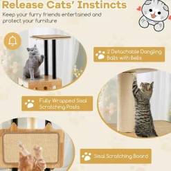 Tangkula Modern Cat Tree, Tall Multi-Level Cat Tower with Double Condos, Jumping Platforms