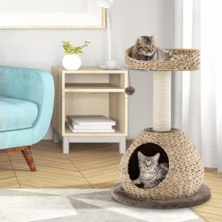 Tangkula Modern Cat Tree for Indoor Cats, Small/Tall Cat Tree with Natural Sisal Scratching Post