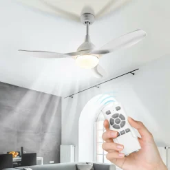 Tangkula Modern Ceiling Fan with Light, Indoor Low Profile LED Ceiling Fan with Remote Control