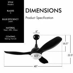 Tangkula Modern Ceiling Fan with Light, Indoor Low Profile LED Ceiling Fan with Remote Control