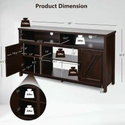 Tangkula Modern Farmhouse TV Stand with Double Barn Doors