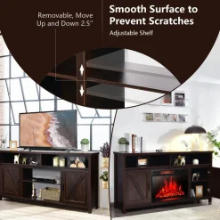 Tangkula Modern Farmhouse TV Stand with Double Barn Doors